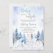 Invitation Baby shower Blue Arctic Animaux (Devant)