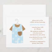 Invitation Baby shower Blue Baby Boy Outfit (Devant / Derrière)
