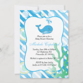 Invitation Baby shower Blue Baby Boy Whale (Devant)