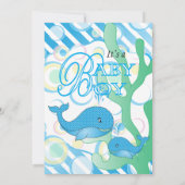Invitation Baby shower Blue Baby Boy Whale (Dos)