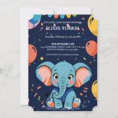 Invitation Baby shower Blue Baby Elephant Party (Devant)