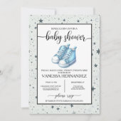 Invitation Baby shower Blue Baby High Tops (Devant)