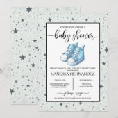 Invitation Baby shower Blue Baby High Tops (Devant / Derrière)