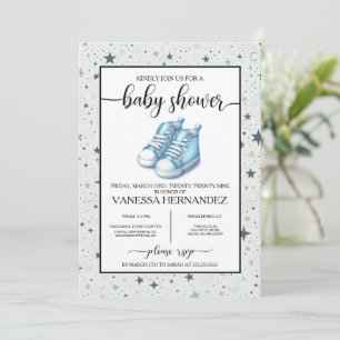 Invitation Baby shower Blue Baby High Tops