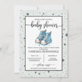 Invitation Baby shower Blue Baby High Tops (Devant)