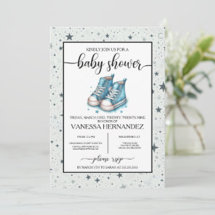 Invitation Baby shower Blue Baby High Tops