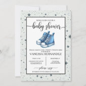 Invitation Baby shower Blue Baby High Tops (Devant)