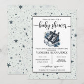 Invitation Baby shower Blue Baby High Tops de Navy (Devant / Derrière)