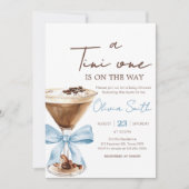 Invitation Baby shower Blue Bow Espresso Martini (Devant)