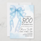 Invitation Baby shower Blue Bow Little Boo (Devant)
