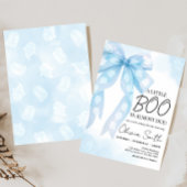 Invitation Baby shower Blue Bow Little Boo