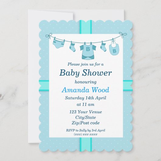 Invitation Baby shower Blue Boy (Devant)