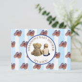 Invitation Baby shower Blue Boy Baby et Teddy Bear (Debout devant)