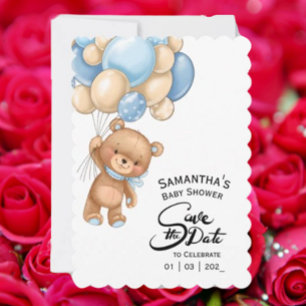 Invitation Baby shower Blue Boy Bear