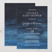 Invitation Baby shower Blue Boy Couples de la Marine moderne (Devant / Derrière)