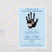 Invitation Baby shower Blue Boy Pastel Ultrasound Couples (Devant / Derrière)