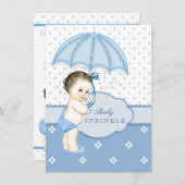 Invitation Baby shower Blue Boy Sprinkl (Devant / Derrière)