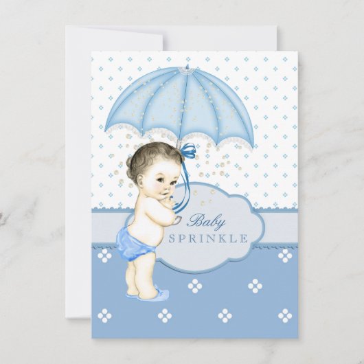 Invitation Baby shower Blue Boy Sprinkl (Devant)