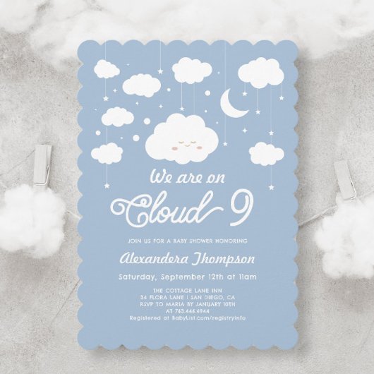 Invitation Baby shower Blue Cloud