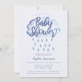 Invitation Baby shower Blue Cloud et Raindrops (Devant)