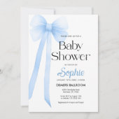 Invitation Baby shower Blue Coquette Bow (Devant)