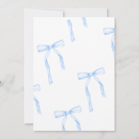 Invitation Baby shower Blue Coquette Bow (Dos)