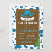 Invitation Baby shower Blue Cowboy (Devant)