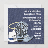 Invitation Baby shower Blue Denim Cowboy (Dos)
