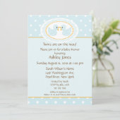 Invitation Baby shower Blue Ducks Twins (Debout devant)