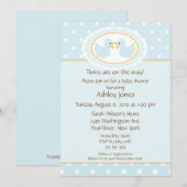Invitation Baby shower Blue Ducks Twins (Devant / Derrière)