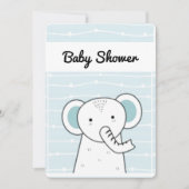 Invitation Baby shower Blue Elephant (Devant)