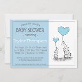 Invitation Baby shower Blue Elephant (Devant)