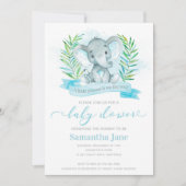 Invitation Baby shower Blue Elephant (Devant)