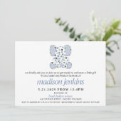 Invitation Baby shower Blue Elephant (Debout devant)