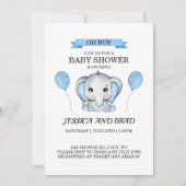 Invitation baby shower Blue Elephant (Devant)