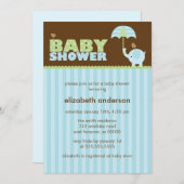 Invitation Baby shower Blue Elephant Boy (Devant / Derrière)