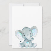 Invitation Baby shower Blue Elephant Invitation, garçon (Dos)
