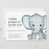 Invitation Baby shower Blue Elephant Little Peanut (Devant)
