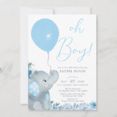Invitation Baby shower Blue Elephant Oh Boy (Devant)