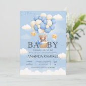 Invitation Baby shower Blue Elephant personnalisé (Debout devant)