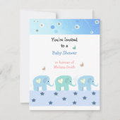 Invitation Baby shower Blue Elephants (Devant)