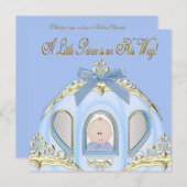 Invitation Baby shower Blue et Gold Prince (Devant / Derrière)