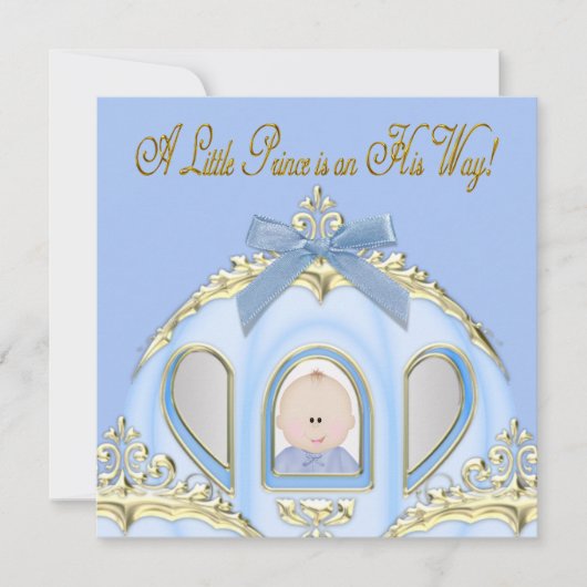 Invitation Baby shower Blue et Gold Prince (Devant)