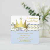 Invitation Baby shower Blue et Gold Prince (Debout devant)