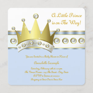 Invitation Baby shower Blue et Gold Prince