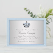 Invitation Baby shower Blue et Silver Prince (Debout devant)