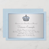 Invitation Baby shower Blue et Silver Prince (Devant / Derrière)