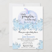 Invitation Baby shower Blue Floral Boy Citrouille Automne Aut (Devant)