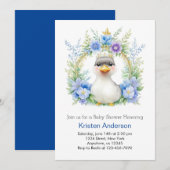 Invitation Baby shower Blue Floral Duck Boy (Devant / Derrière)