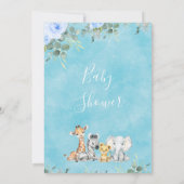 Invitation Baby shower Blue Floral Eucalyptus Safari (Dos)